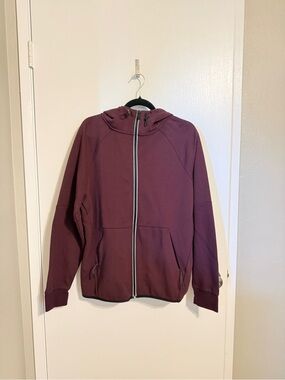 Express Men's Burgundy Full-Zip Hoodie Sweater
